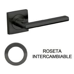 Juego Manivela con roseta intercambiable en color negro-Herrajes de Andalucía