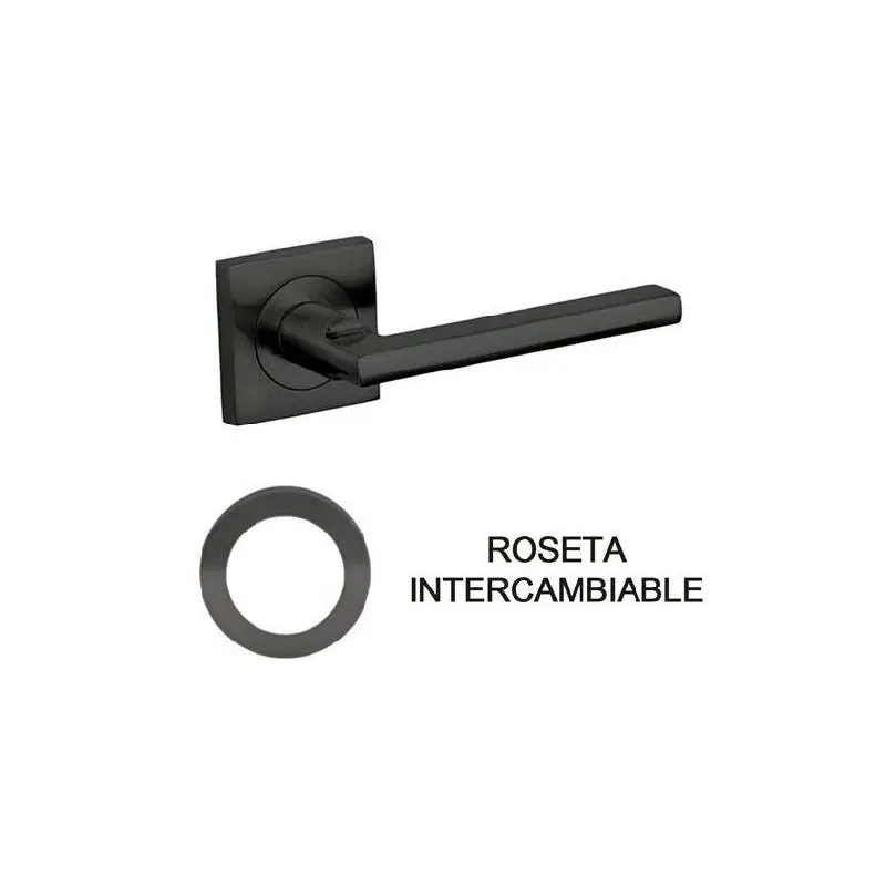 Juego Manivela con roseta intercambiable en color negro-Herrajes de Andalucía