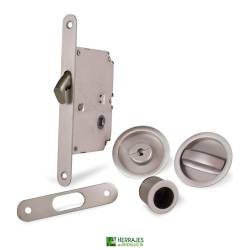 Kit Puerta Corredera con Condena Redonda Níquel | Herrajes de Andalucía