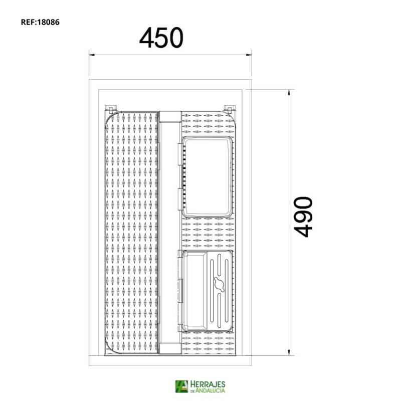 Medidas-Botellero armarios Modelo Parma 450mm-Herrajes de Andalucía