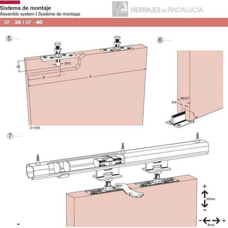 Juego SF-35 Saheco para Puertas Correderas | Herrajes de Andalucía