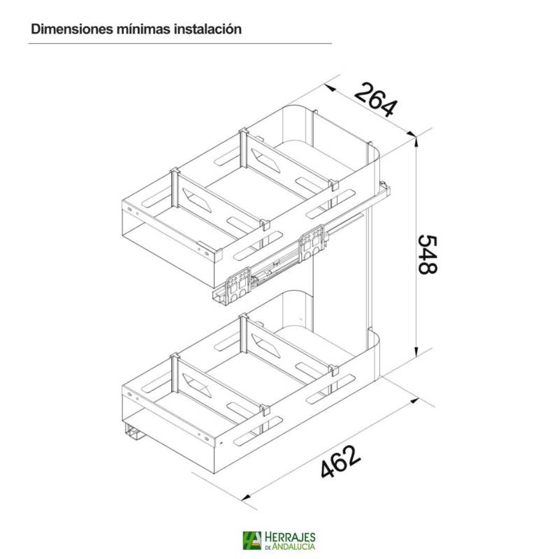 Medidas-Botellero armarios Modelo Verona 300mm-Herrajes Andalucía