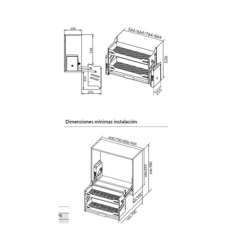 Abatible armarios 600mm-Herrajes de Andalucía