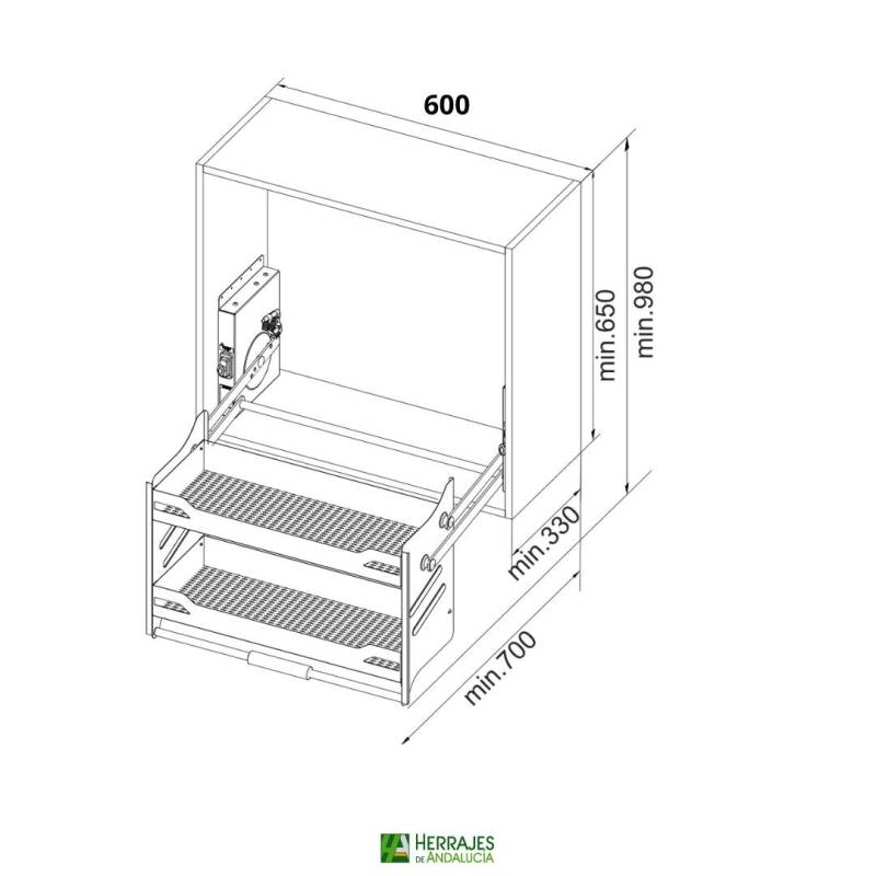 Abatible armarios 600mm-Herrajes de Andalucía