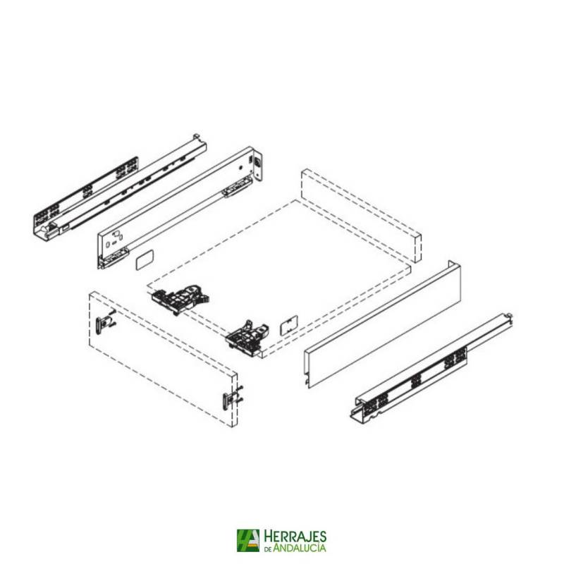 Guía cajón S-Line H-121 450mm-Herrajes de Andalucía