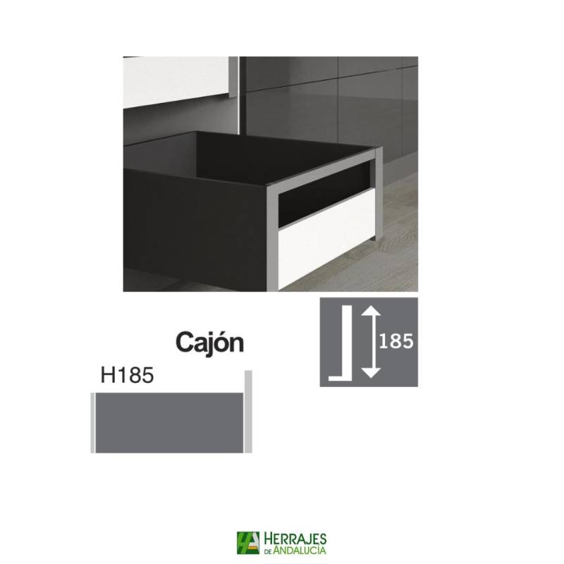 Guías Cajón S-Line H-185 Antracita 500 mm | Herrajes Andalucía