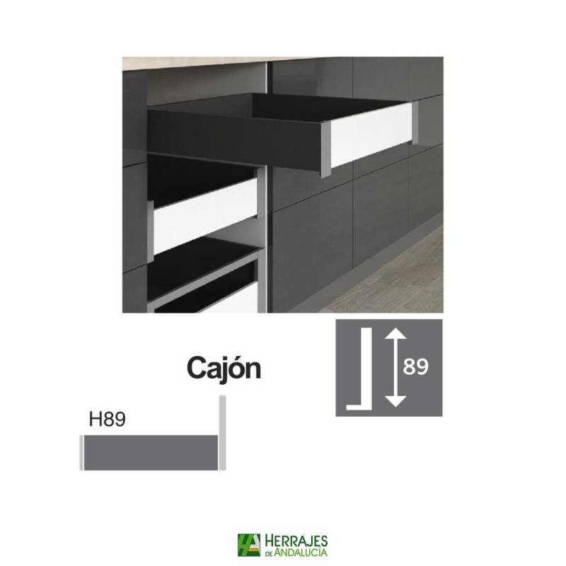 Guías Cajón S-Line Antracita H-89 550 mm | Herrajes de Andalucía