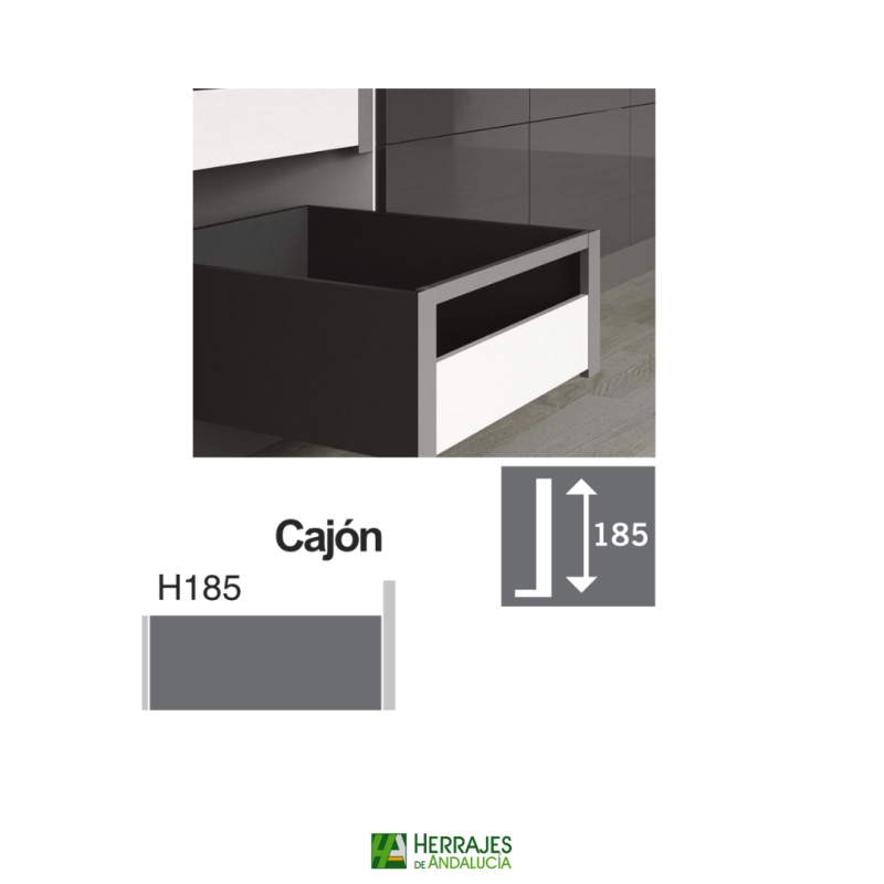 Guías cajón S-Line H-185 antracita 400 mm | Herrajes de Andalucía