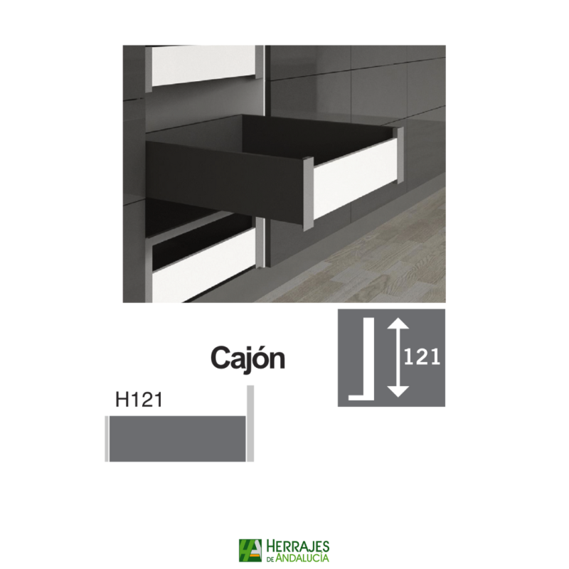 Guías cajón S-Line H-121 antracita 450 mm | Herrajes de Andalucía