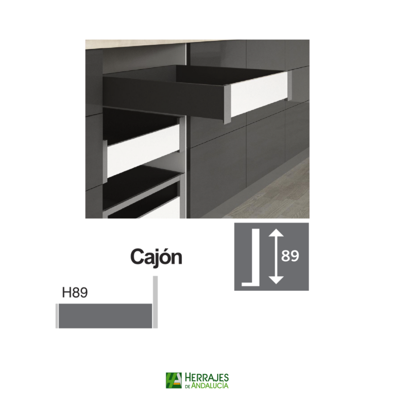 Guías Cajón laterales S-Line 550 mm H-89 blanco | Herrajes de Andalucía