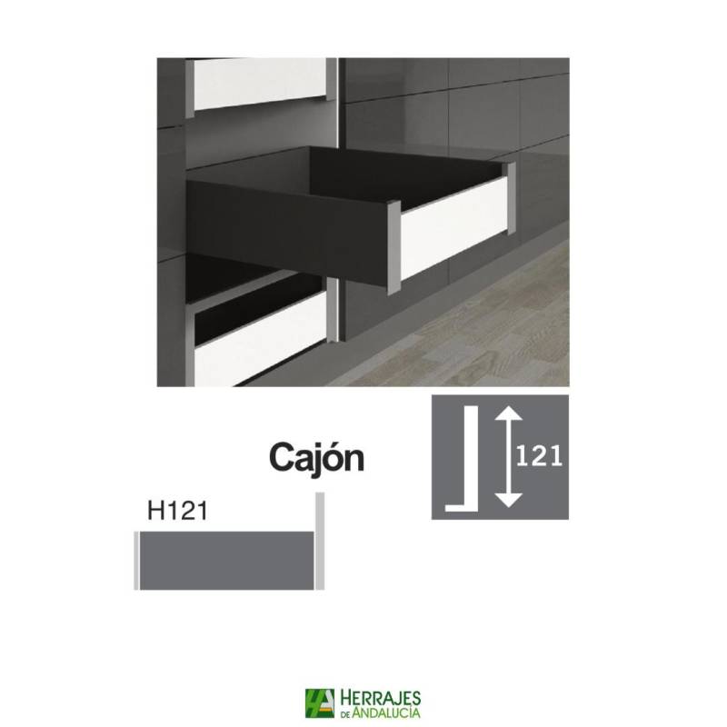 Guías cajón lateral S-Line H-121 500mm antracita | Herrajes de Andalucía