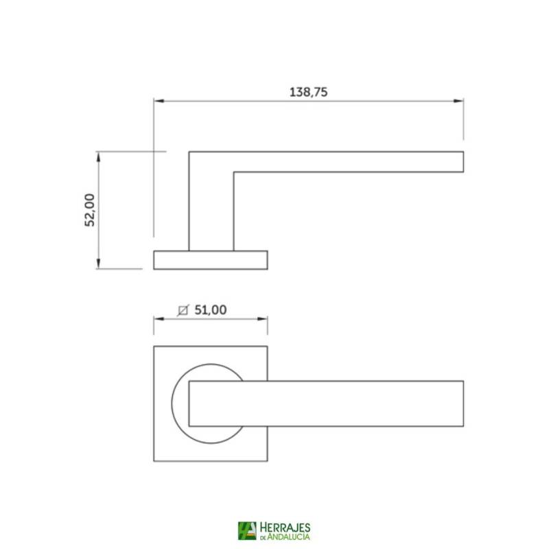 Medidas-Juego manivela intercambiable Modelo Cúbica-Herrajes de Andalucía