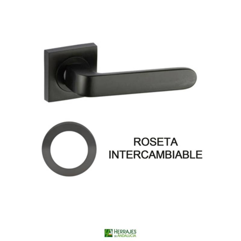 Manivela NORA con roseta negra mate | Herrajes de Andalucía