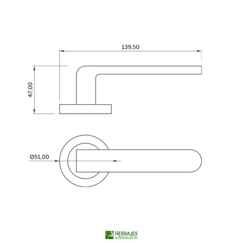 Manivela NORA con roseta negra mate | Herrajes de Andalucía