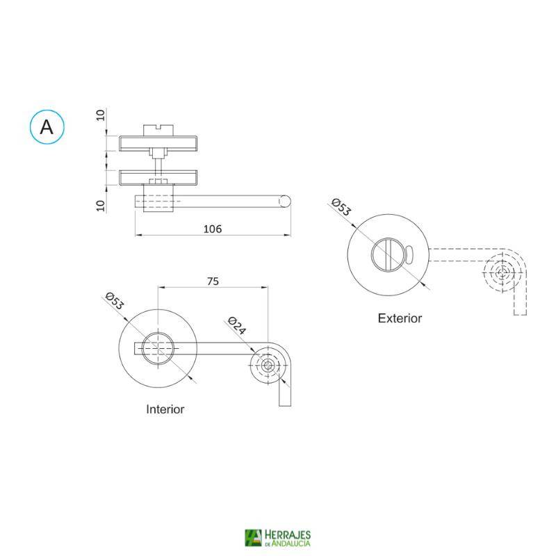 Set corredera modelo WPF-K20 para cabinas discapacitados-Herrajes de Andalucía