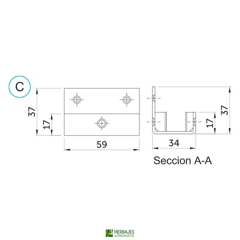 Set corredera modelo WPF-K20 para cabinas discapacitados-Herrajes de Andalucía