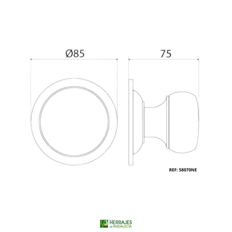 Pomo Redondo Exterior Negro | Herrajes de Andalucía