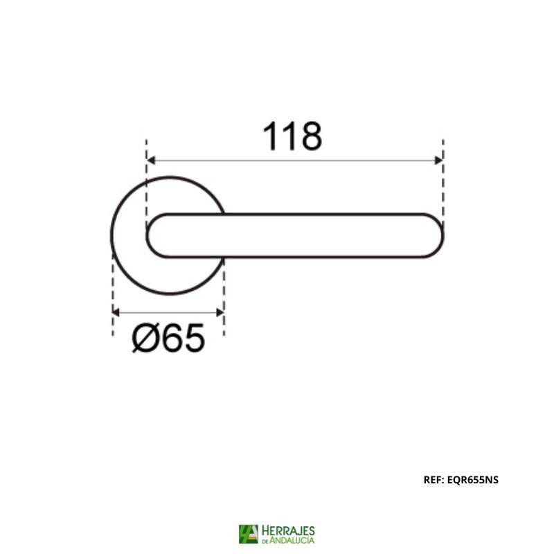 Manivela puerta níquel satinado 65mm | Herrajes Andalucía