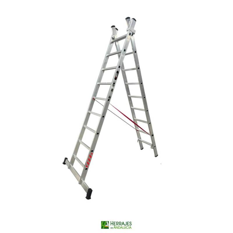 Escalera profesional doble de 2.5m 9 peldaños-Herrajes de Andalucía
