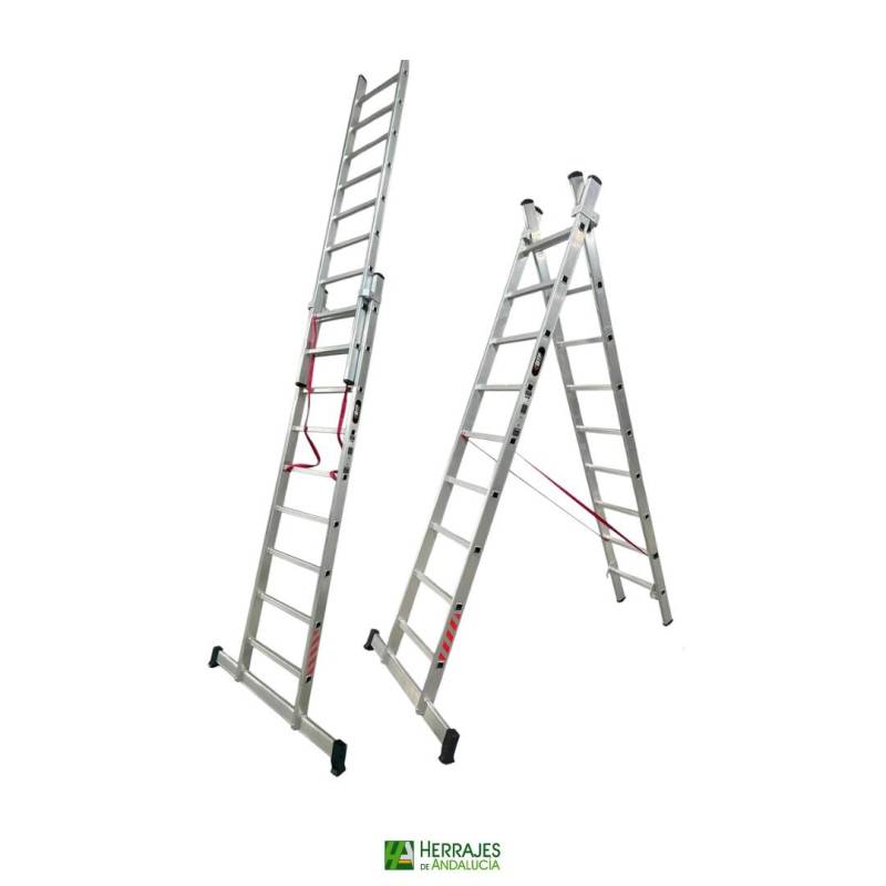 Escalera profesional doble de 2.5m 9 peldaños-Herrajes de Andalucía