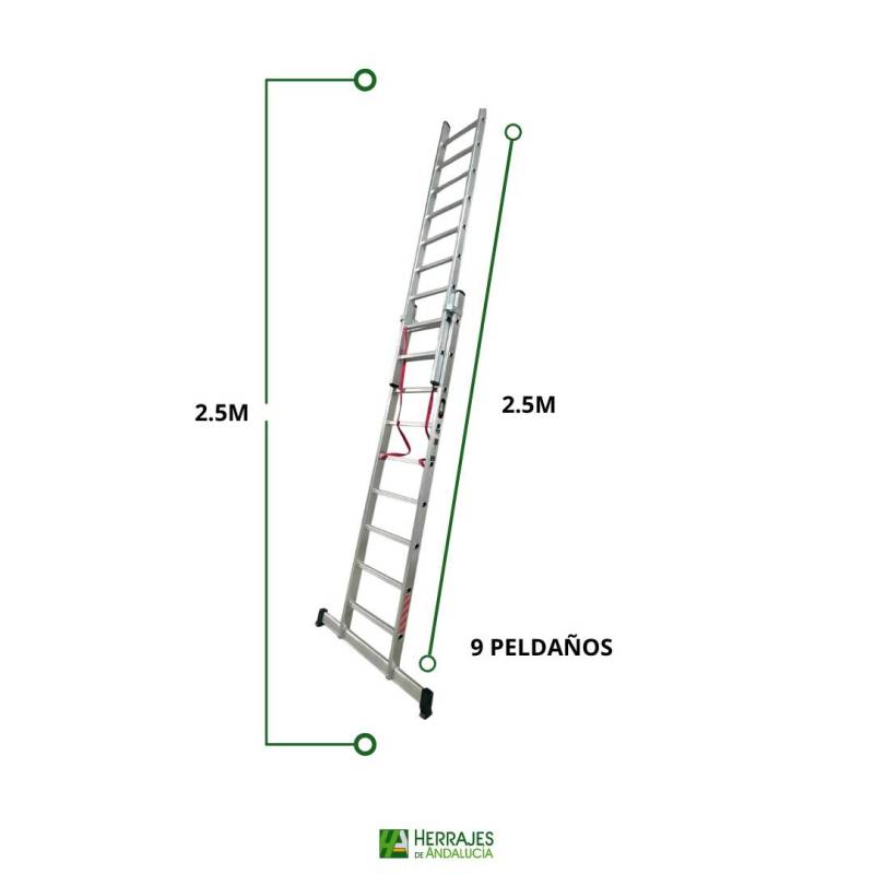 Escalera profesional doble de 2.5m 9 peldaños-Herrajes de Andalucía