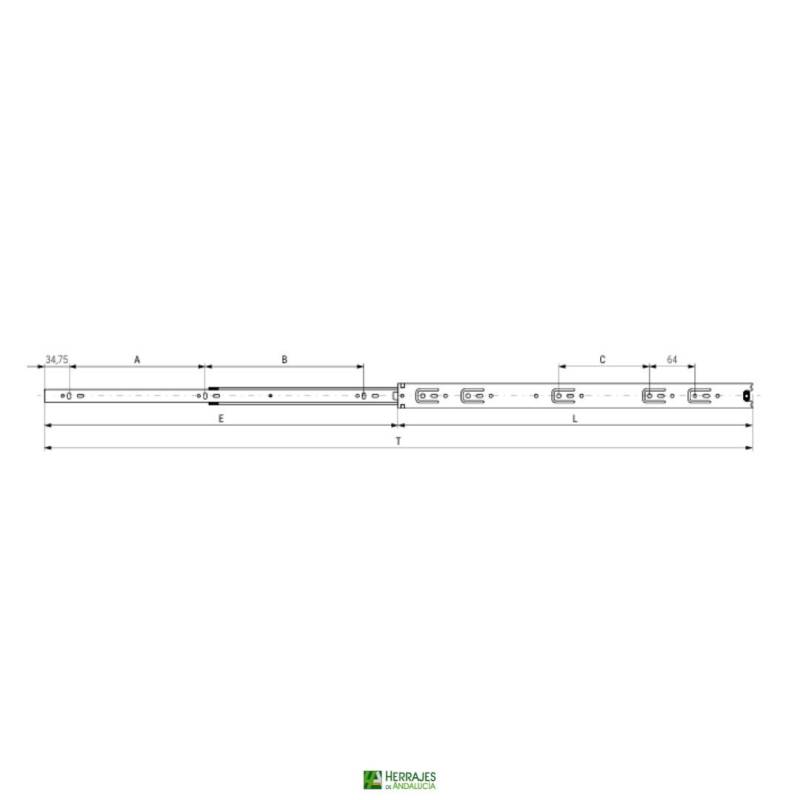 Juego guías cajón bolas extracción 900mm-Herrajes de Andalucía