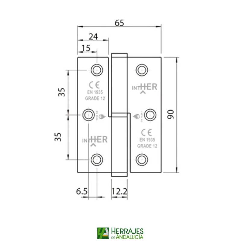 Bisagra 9065 color cuero canto redondo | Herrajes de Andalucía