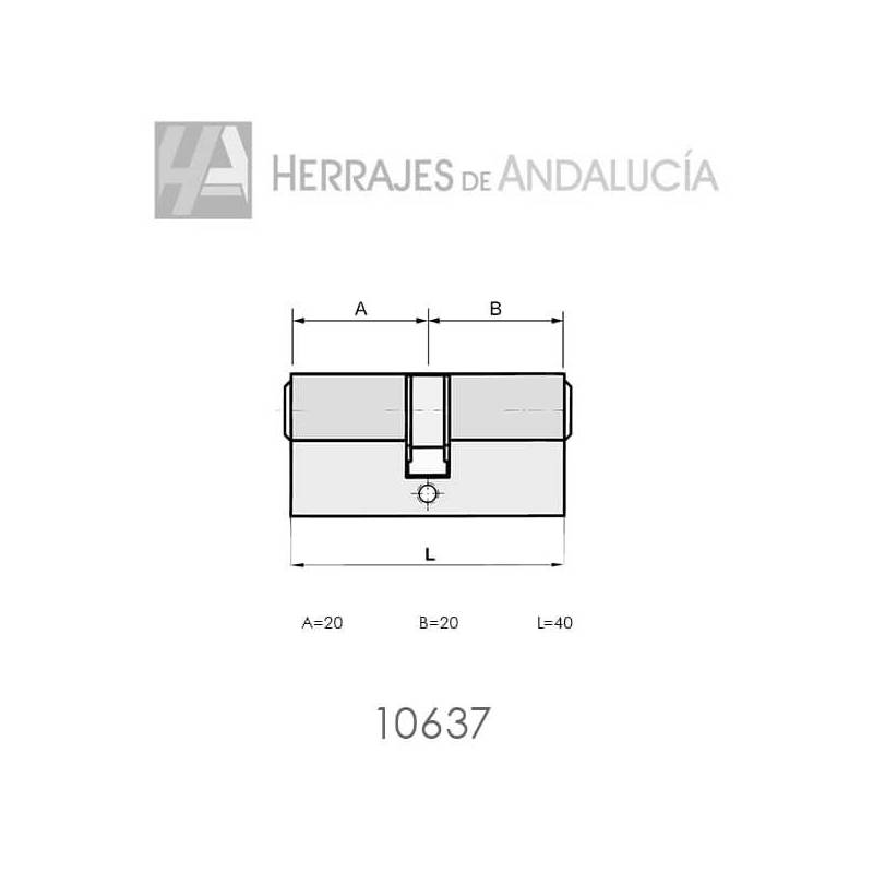 Cilindro serreta H5 acabado latón 20x20mm-Herrajes de Andalucía