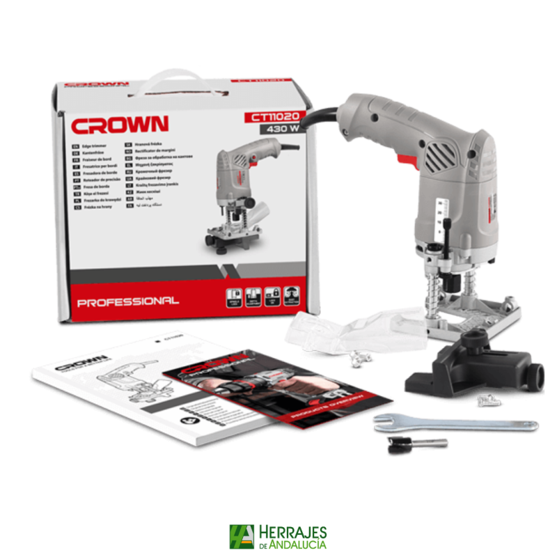 Fresadora Crown 14 mm 430 W pinza 6 mm | Herrajes de Andalucía