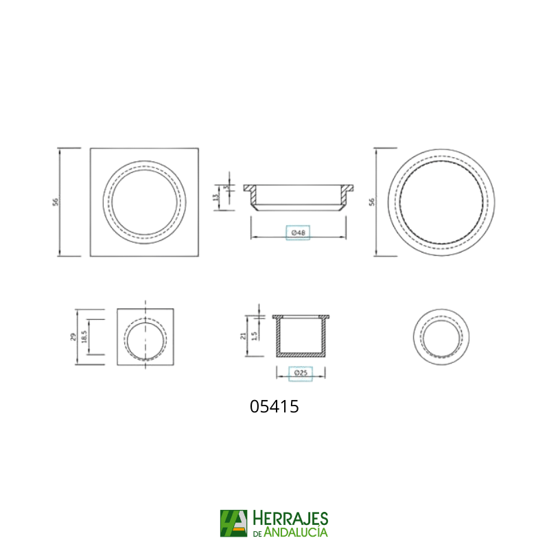 Medidas Kit Puerta Corredera 56mm | Herrajes de Andalucía