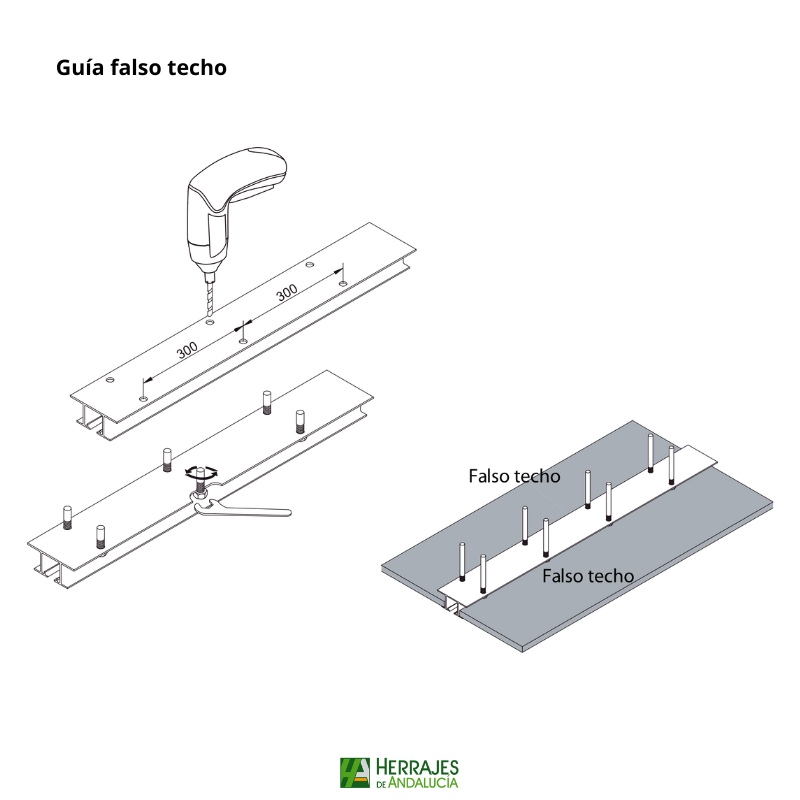 Guía superior falso techo-Sistema Float 120/160 aluminio 6 metros-Herrajes de Andalucía