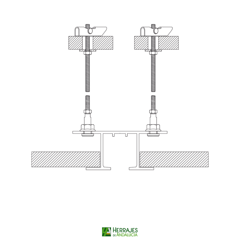 Guía superior falso techo-Sistema Float 120/160 aluminio 6 metros-Herrajes de Andalucía
