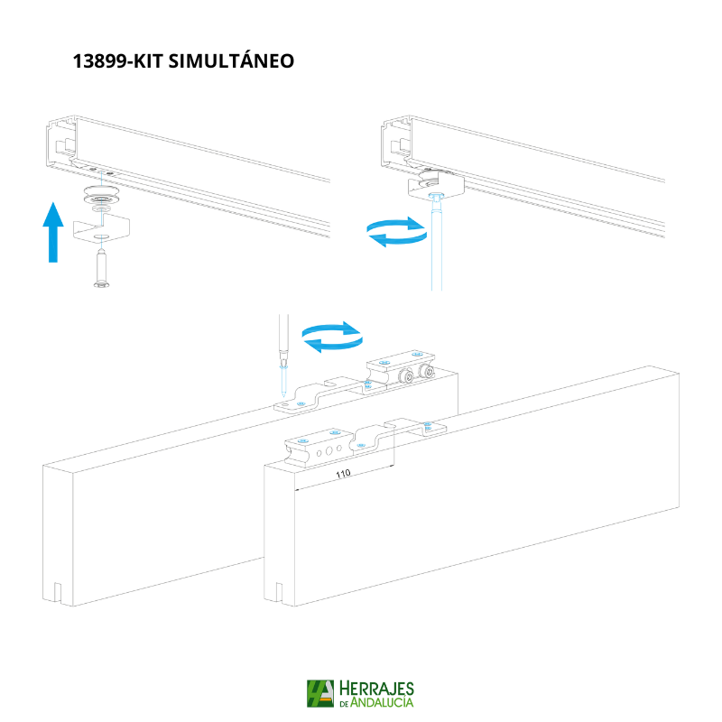 Medidas-Kit de puerta simultáneo para puertas de 2 hojas-Herrajes de Andalucía
