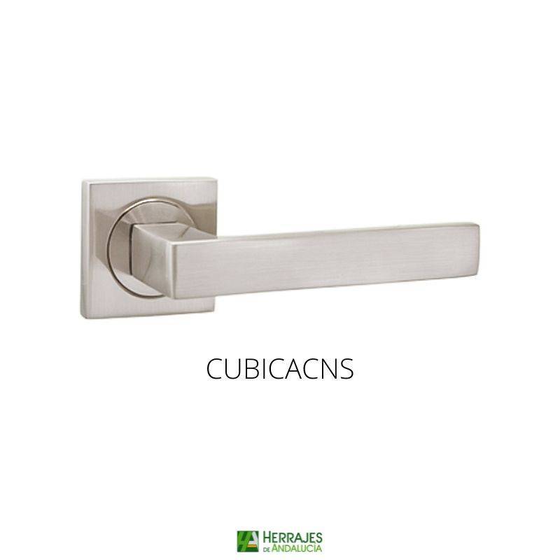 Juego manivela con roseta acabado níquel satinado-Herrajes de Andalucía