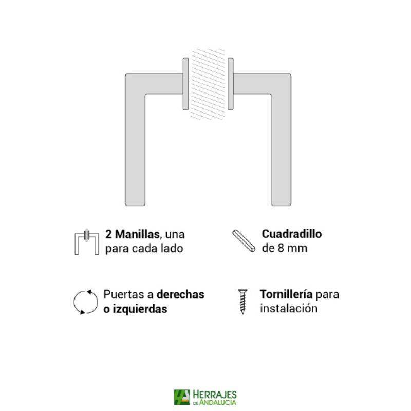 Accesorios-Manivela con roseta cuadrada níquel satinado-Herrajes de Andalucía