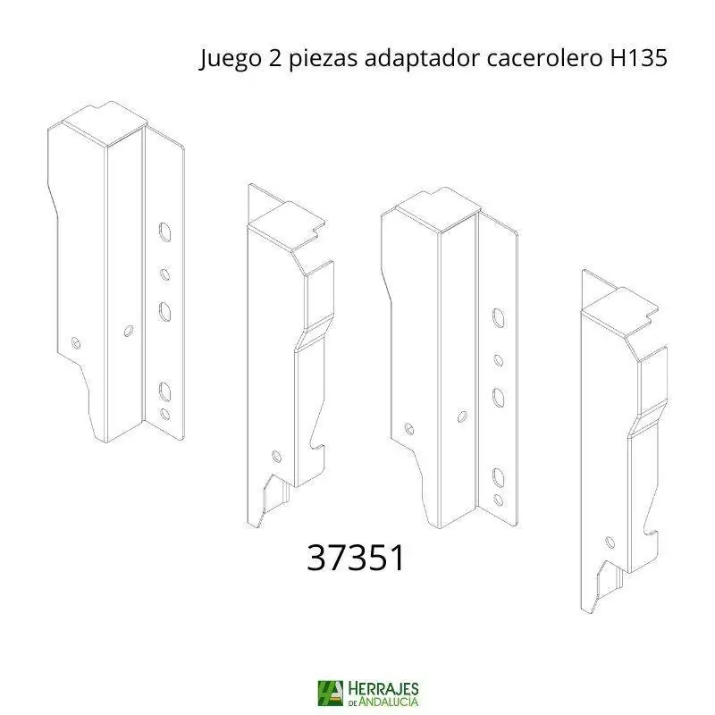 Juego adaptador cacerolero inferior H135 blanco HIPLUS-Herrajes de Andalucía