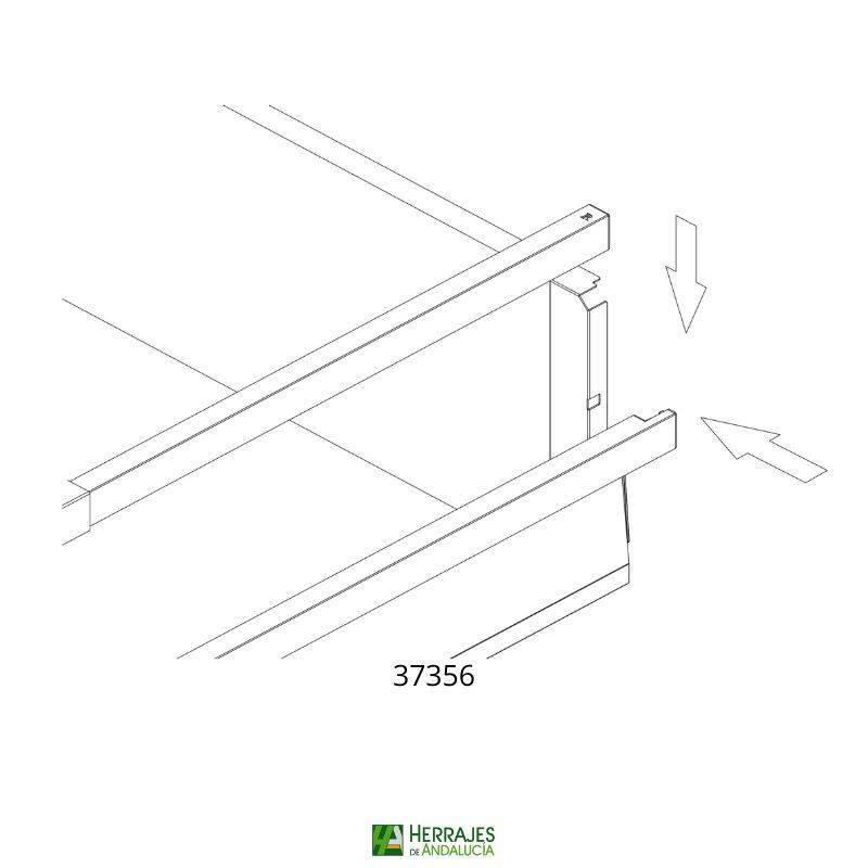 Juego varilla HIPLUS rectangular superior 500 blanca Inther-Herrajes de Andalucía