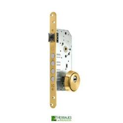 Cerradura alta seguridad 4 bulones serie U200 hierro latonado-Herrajes de Andalucía