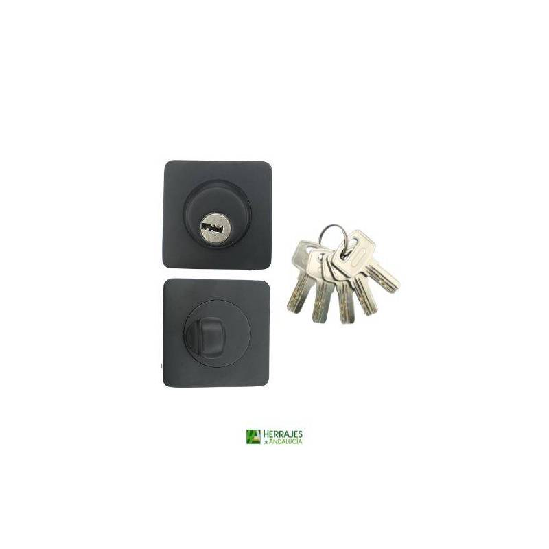 Cilindro botón unificado 47/70mm negro-Herrajes de Andalucía