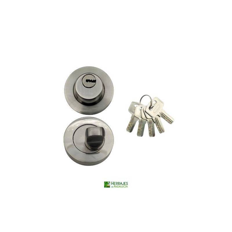 Cilindro botón unificado 47/70mm níquel satinado-Herrajes de Andalucía