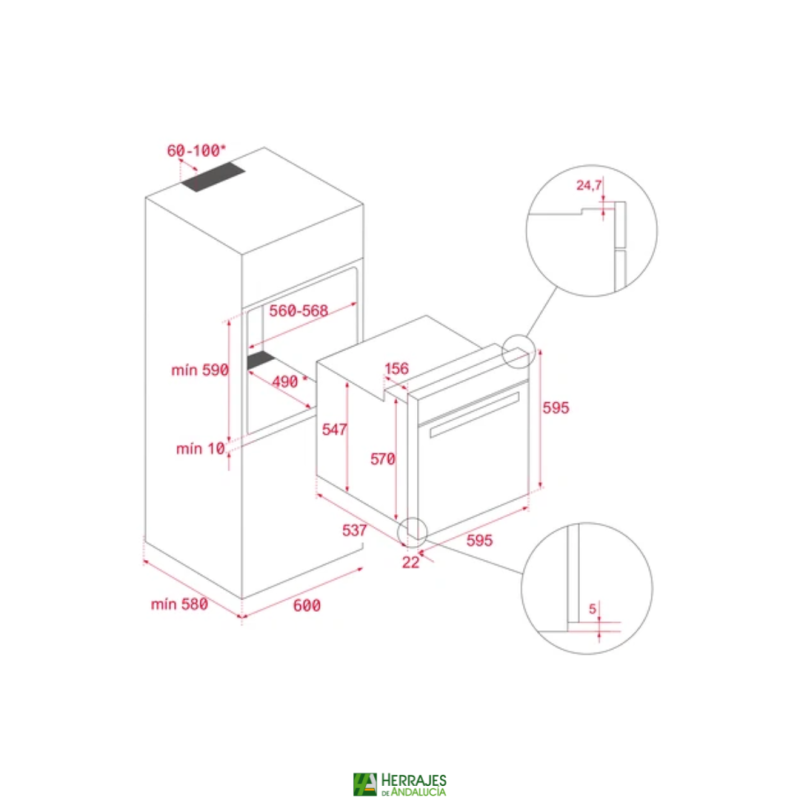 Horno convencional HydroClean moderno | Herrajes de Andalucía