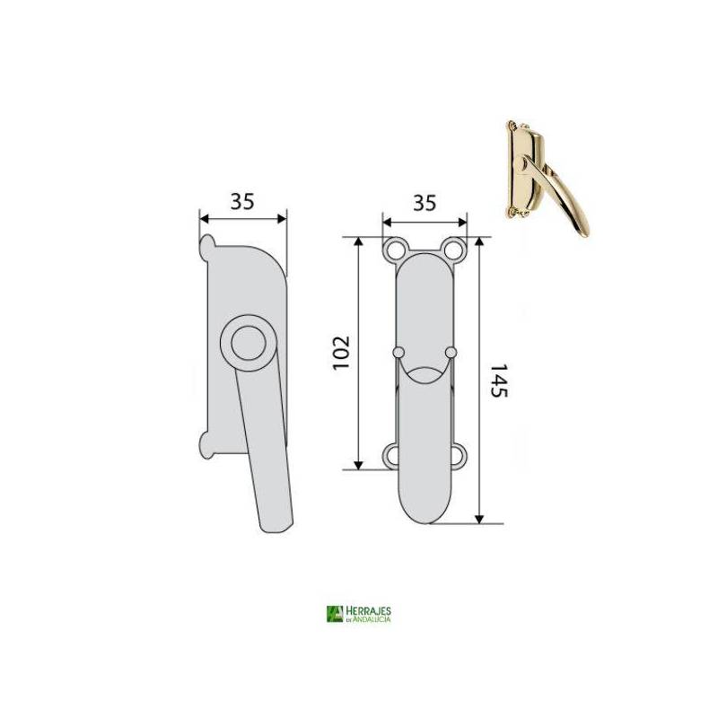 Falleba A620 sobreponer negra | Herrajes Andalucía