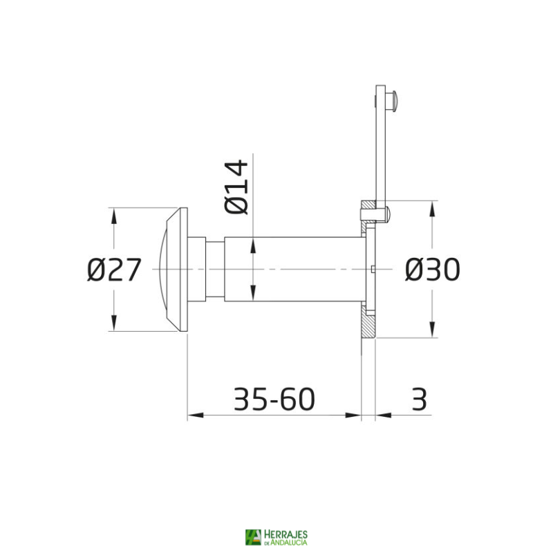 Mirilla ZK Negra 14 mm B05 35/60 – Herrajes de Andalucía