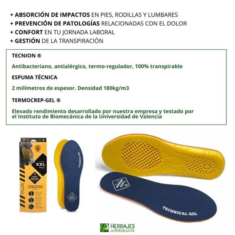 Plantillas Gel Works Plus 43-47 | Herrajes de Andalucía