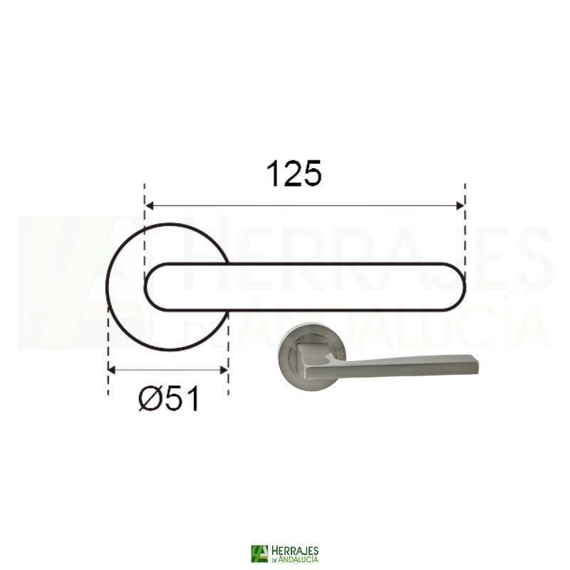 Juego Manivela con roseta Modelo Elmer en níquel satinado-Herrajes de Andalucía