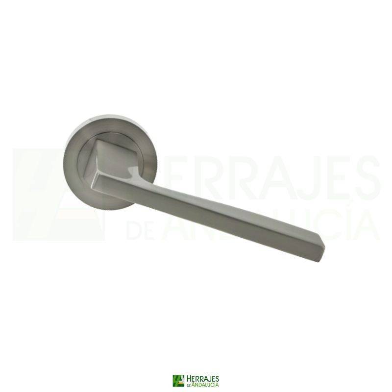 Juego Manivela con roseta Modelo Elmer en níquel satinado-Herrajes de Andalucía