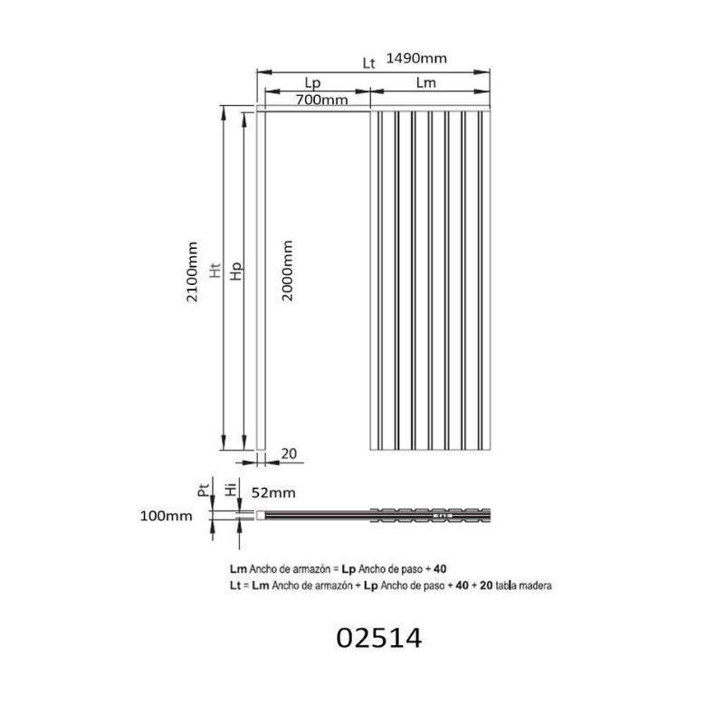 Premarco para Pladur 72x203 cm pared 100 mm | Herrajes de Andalucía