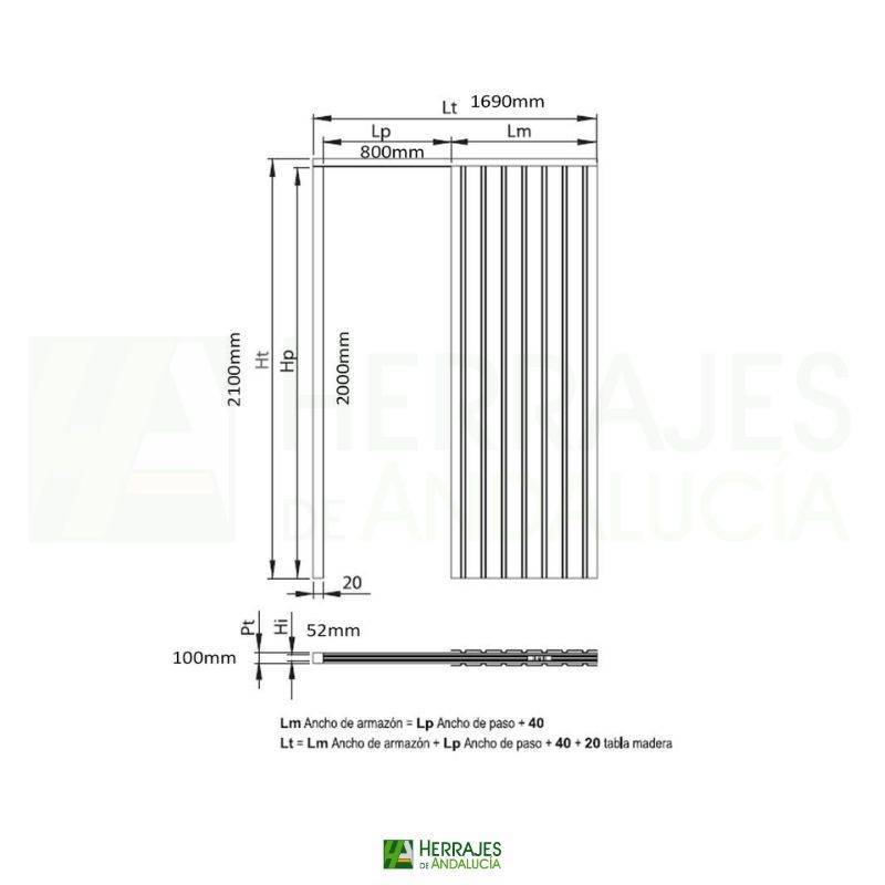 Premarco para Pladur 82x203 cm pared 100 mm | Herrajes de Andalucía