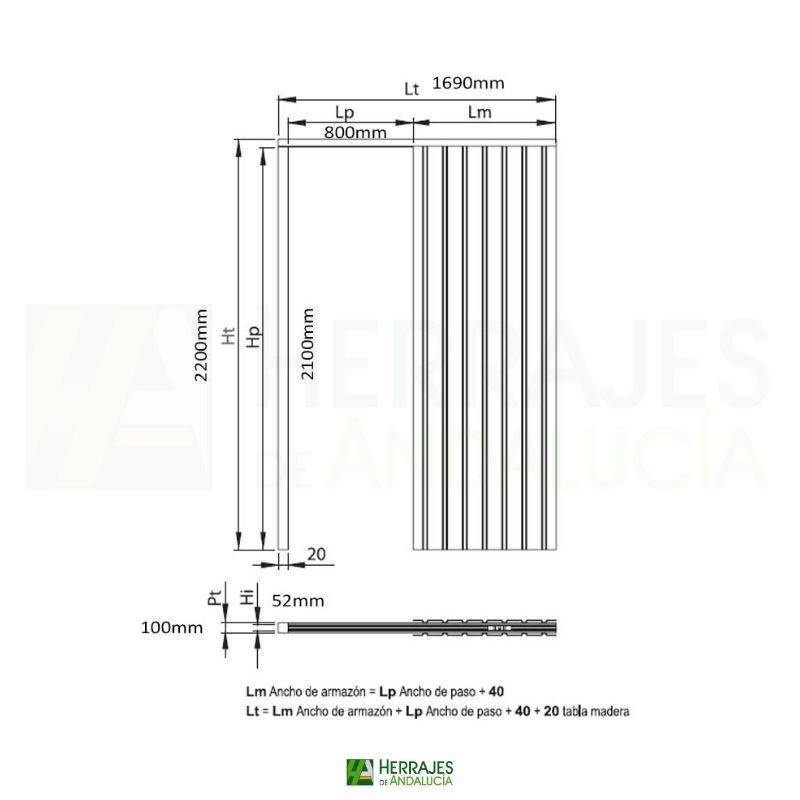 Premarco para Pladur 82x210 cm pared 100 mm | Herrajes de Andalucía