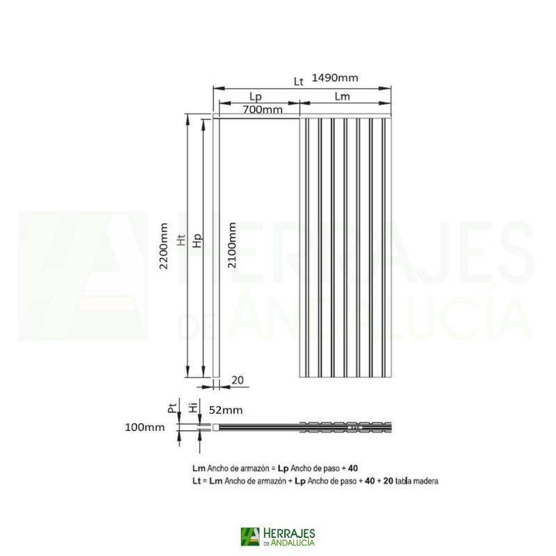 Premarco Pladur 70x210 cm | Herrajes de Andalucía